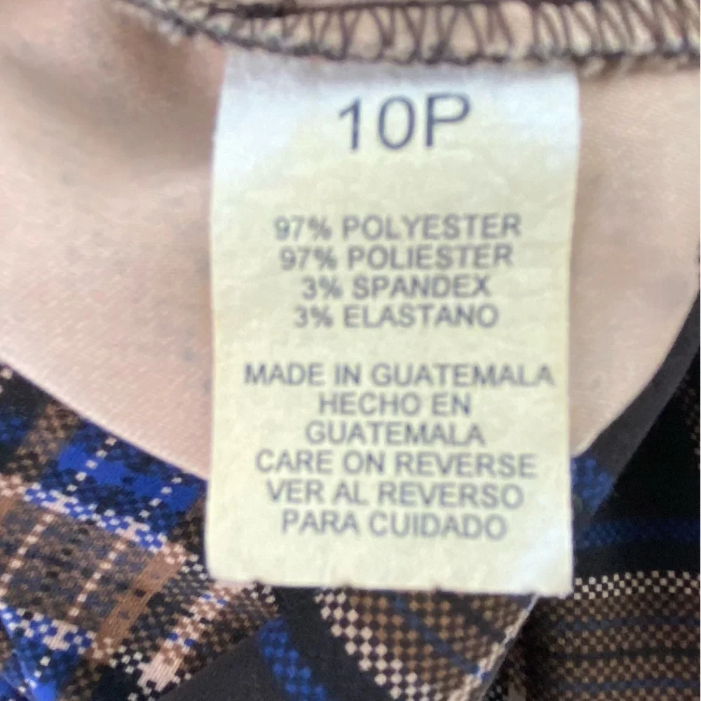 Briggs New York Plaid Brown/Blue/Cream Midi Skirt, 10P